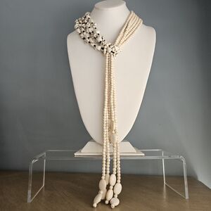 Boho Stone Lariat Necklace Statement Beaded Y-Shaped Chunky Necklace